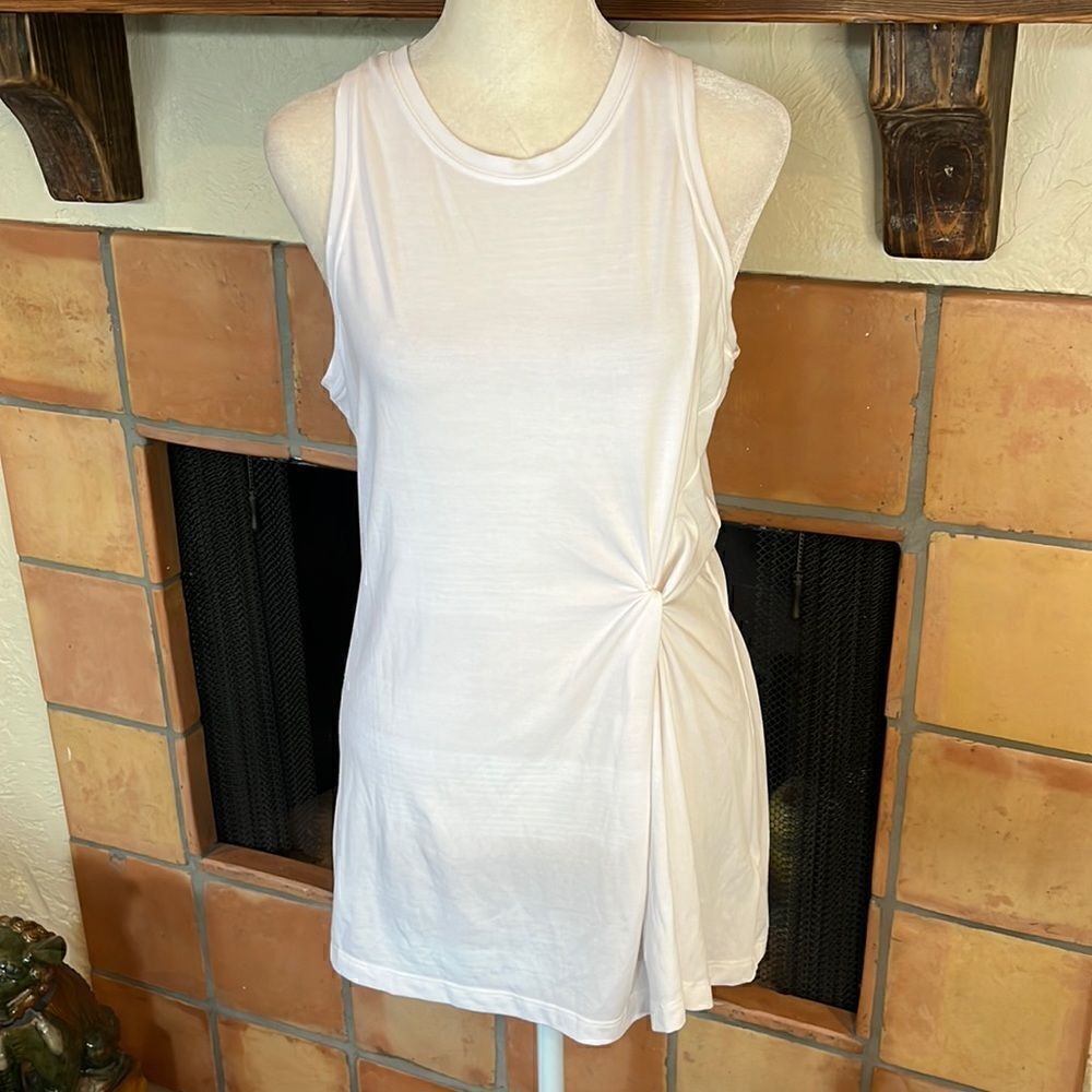 Athleta White Side Twist Sleeveless Athletic Shirt, M!